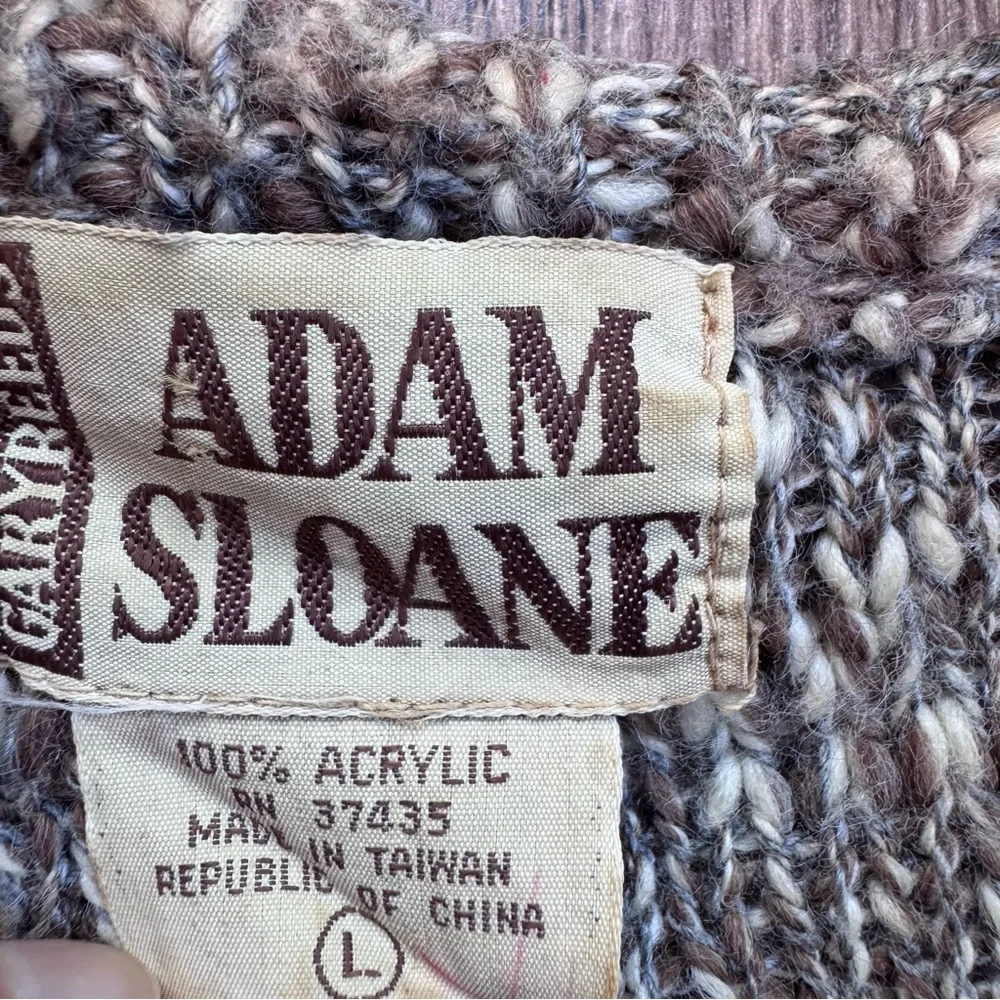 Vintage Adam Sloane Knit Long Sleeve V Neck Sweater Men's Large Acrylic